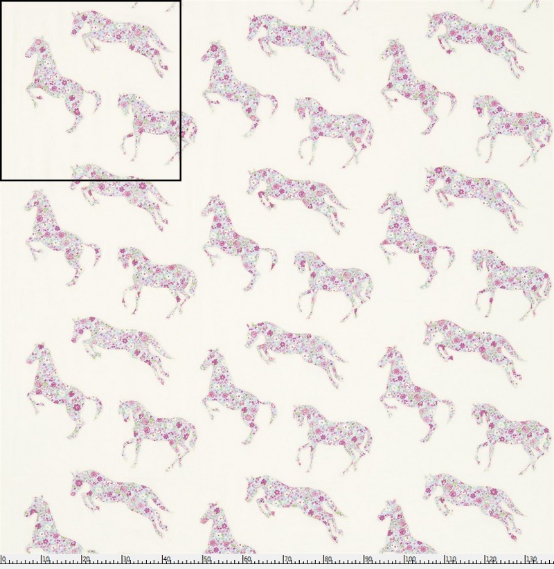 כרית רקומה סוסים לבן-ורוד | 43073926