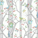 טפט ציפורים ועצים כחול-ירוק | 15176261